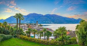 Ascona, Switzerland townscape on the shores of Lake Maggiore